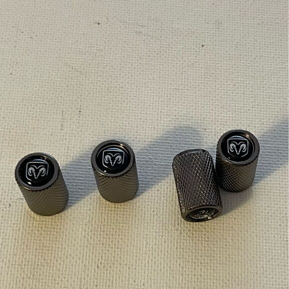 Dodge Logo Valve Stem Caps in Gray set of 4 NWT - Picture 2 of 5